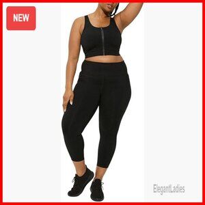 Plus Size Cropped Leggings with Side Pockets High Rise Active Wear